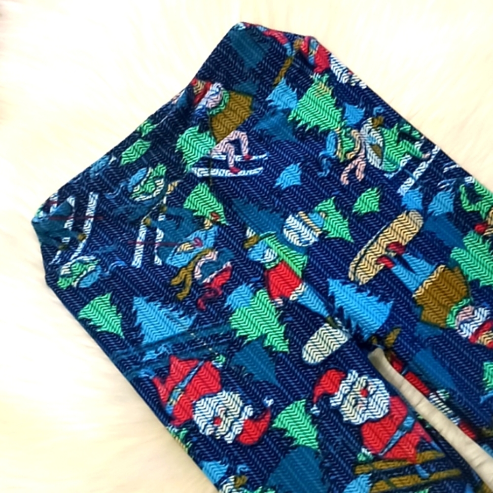 LulaRoe Christmas Skiing Santa Printed L/ XL Leggings-#1203